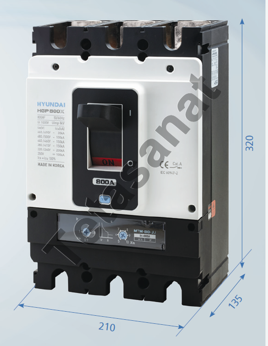 HGP-800-ADJ کلید اتوماتیک قابل تنظیم هیوندای630 آمپر - تصویر 1