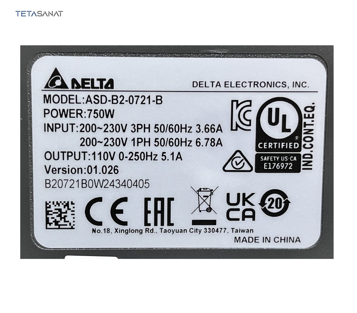 پک کامل سروو موتور ECMA-C20807SS و سروو درایو ASD-B2-0721-B دلتا سری B2 ترمزدار750 وات 3000 دور - تصویر 4