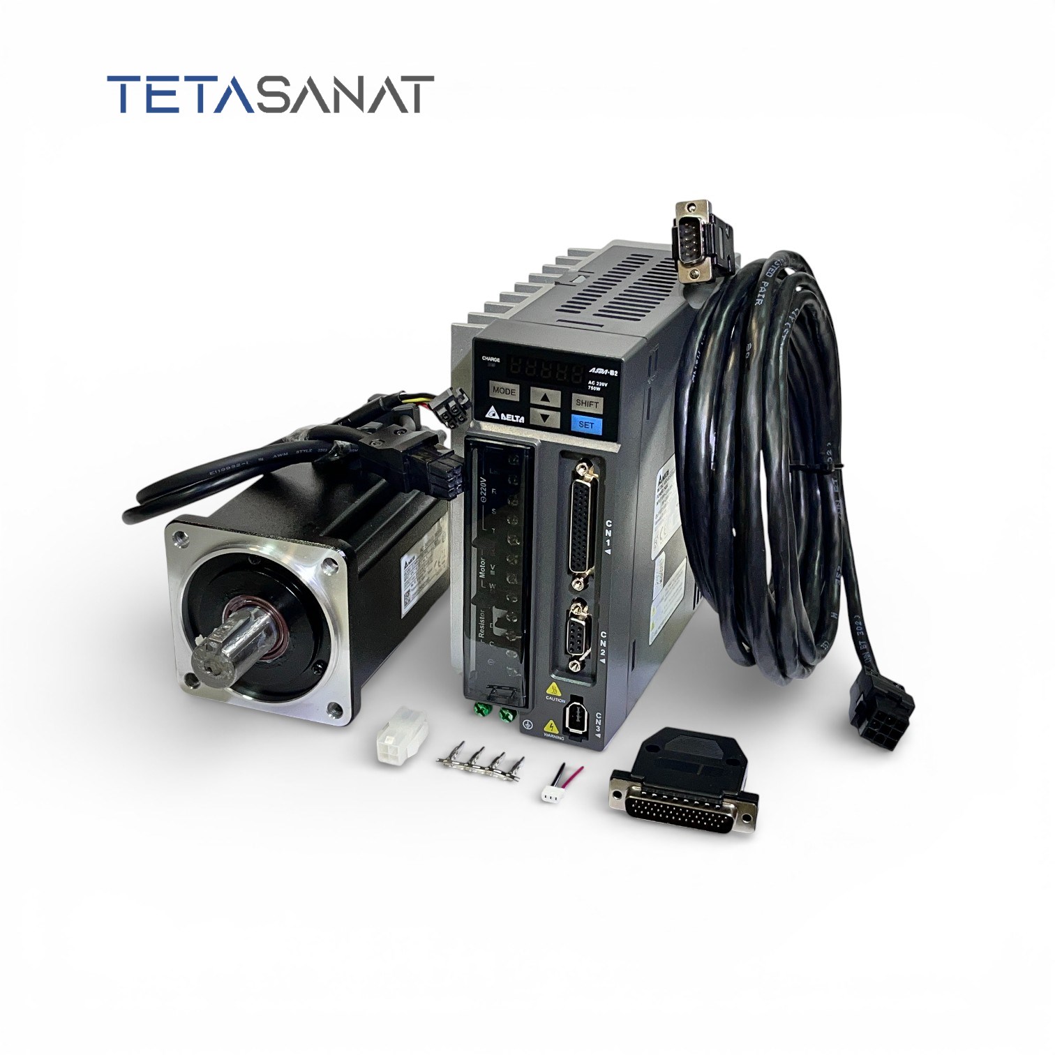 SERVO-DRIVE-ASD-B2-0721-B-ECMA-C20807RS پک کامل سروو موتور ECMA-G21306RS و سروو درایو ASD-B2-0721-B دلتا سری B2 ساده 750 وات 1000 دور - تصویر 1